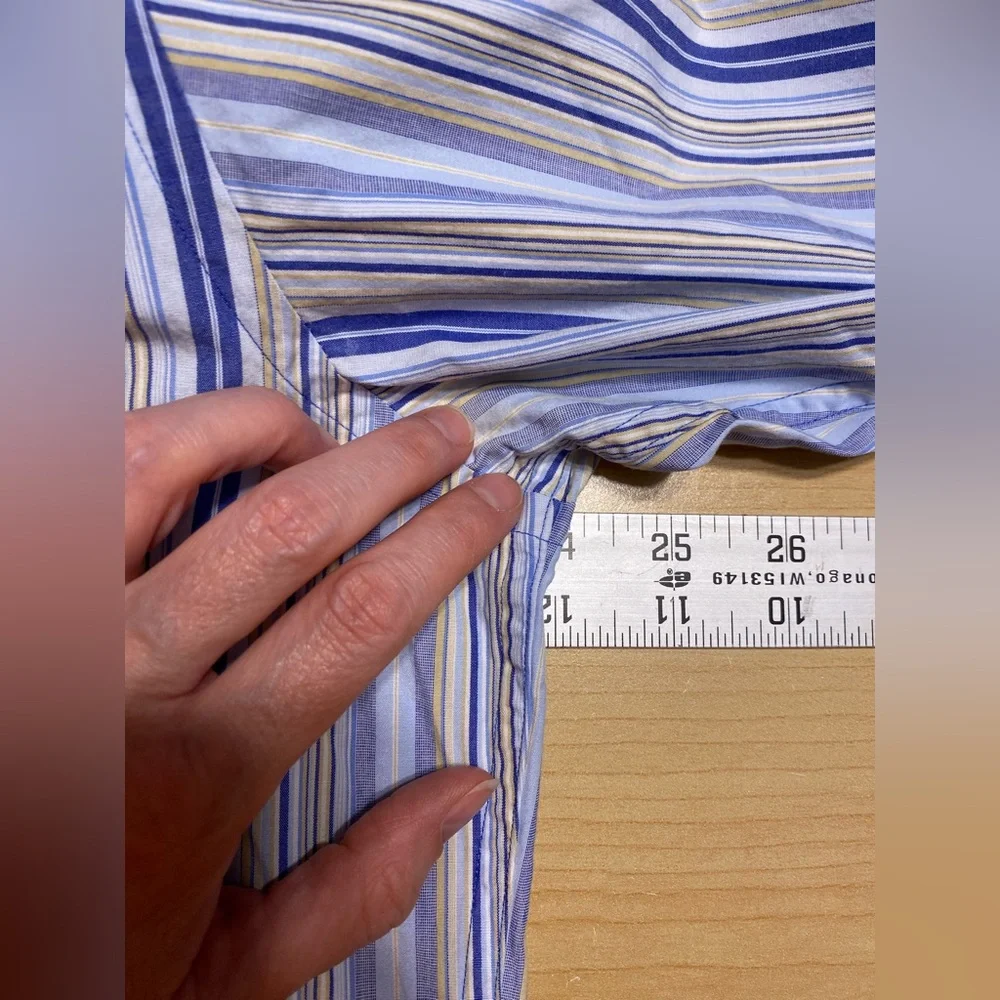 Y2K Banana Republic Striped Dress Shirt Hong Kong Made Vintage Blue Men’s Large